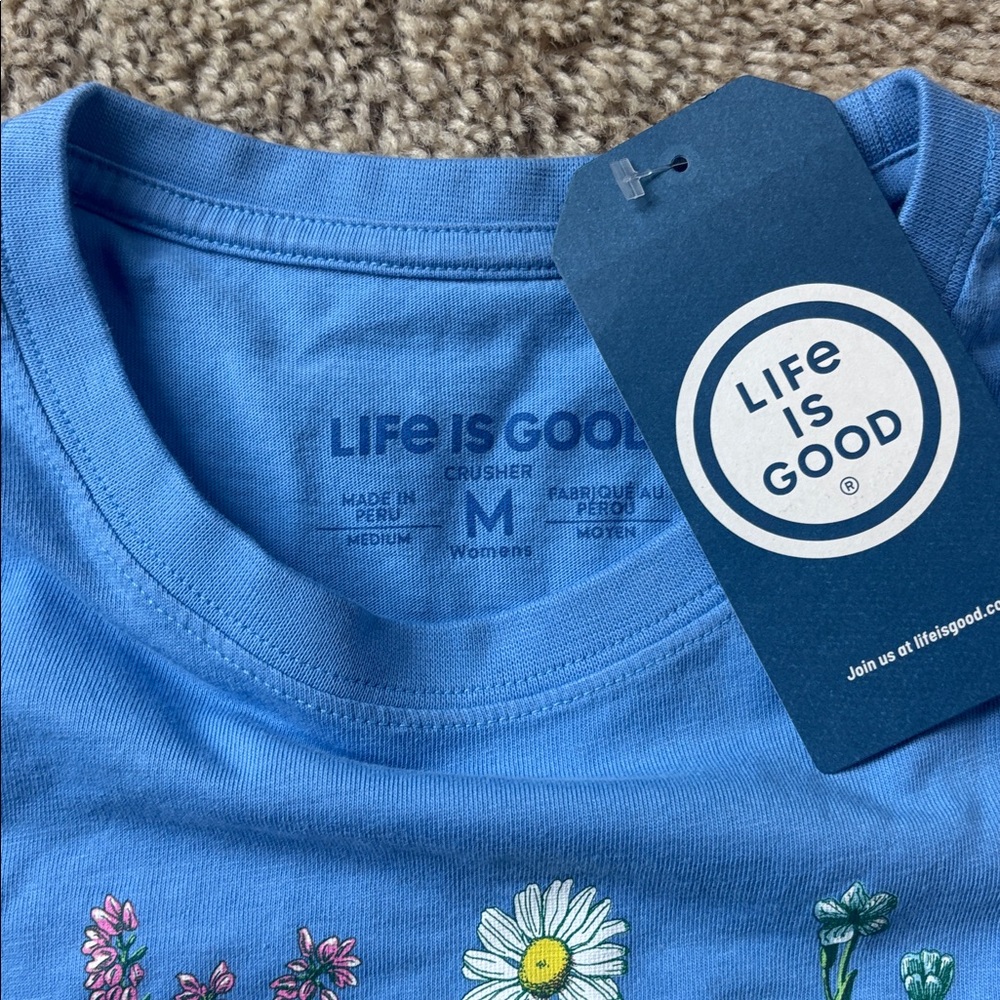 Life Is Good Blue Floral Long Sleeve Tee - Picture 2 of 5